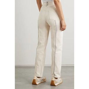 NWT Still Here Ecru Felt-Trimmed Jeans